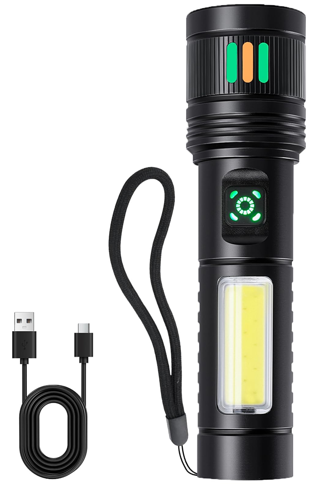 Ciwuzxs Led Flashlights High Lumens, Super Bright Utility Flashlight With Cob Sidelight, 2000Lm, Waterproof, Zoomable Best Small Flashlight For Camping Gear、Hiking、Walking