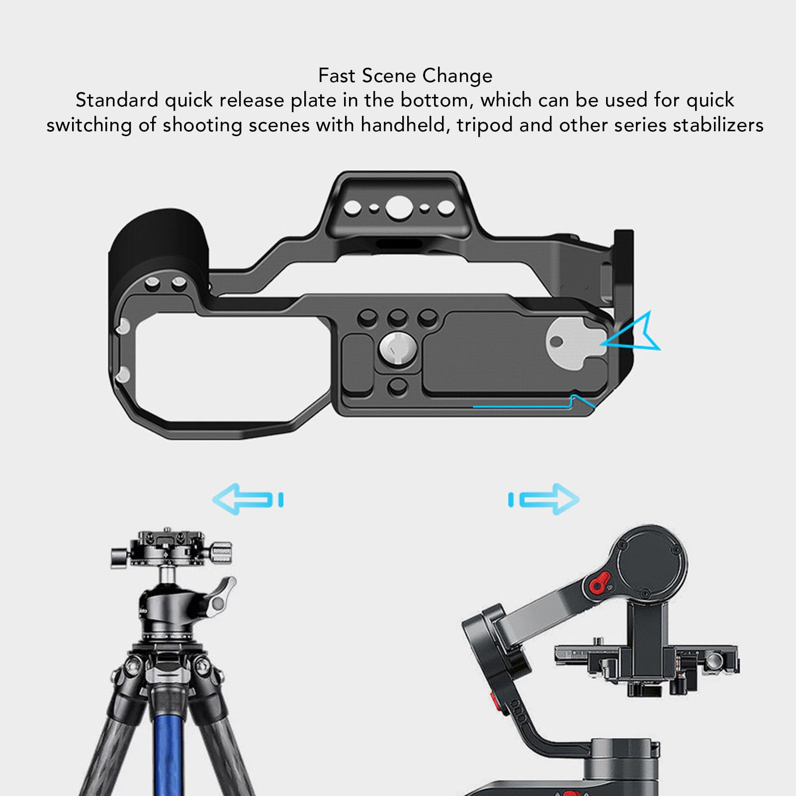 Ciciglow Camera Cage For Zf, Aluminum Alloy Camera Rig Cold Shoe And 1/4 3/8 Screw Mouting, Camcorder Stabilizer Extension Cage, Video Filmmaking Stabilizer Rig