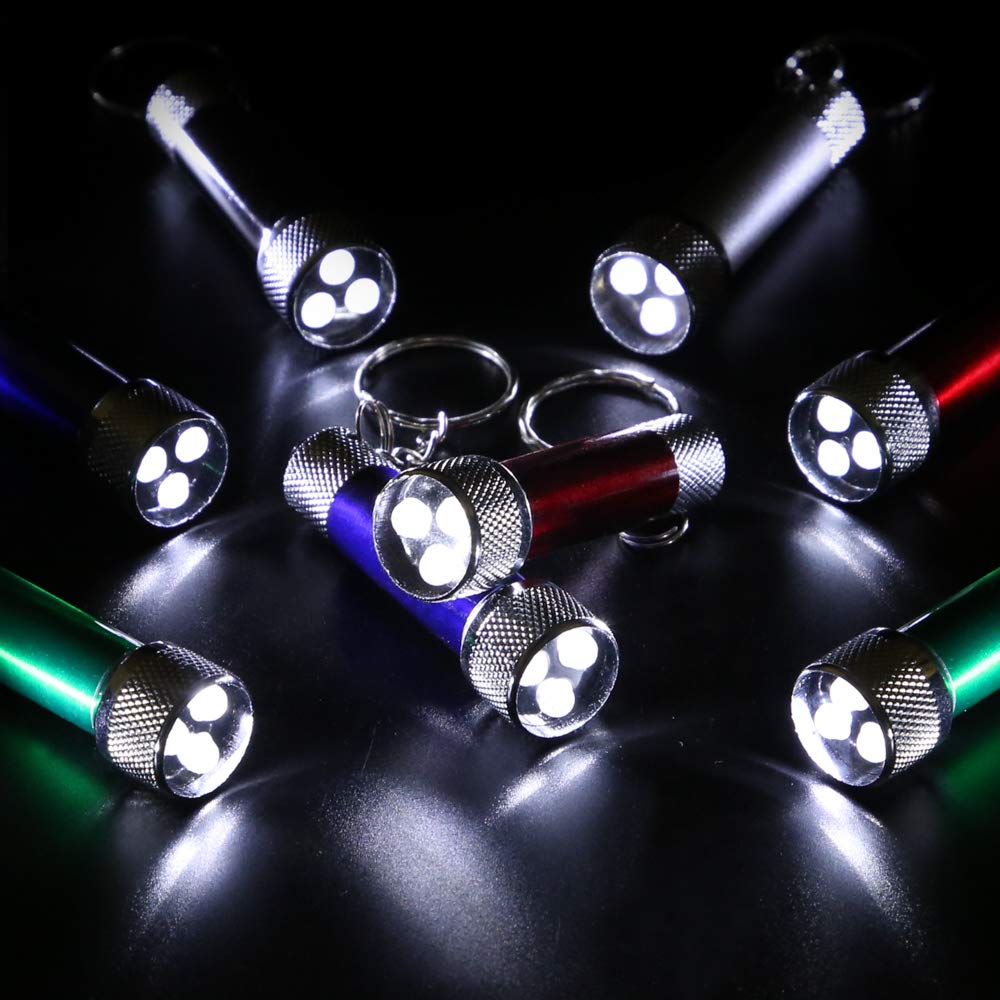 Proloso Mini Led Flashlight Keychains Torch Key Rings Bulk Party Favors For Kids 20 Pack