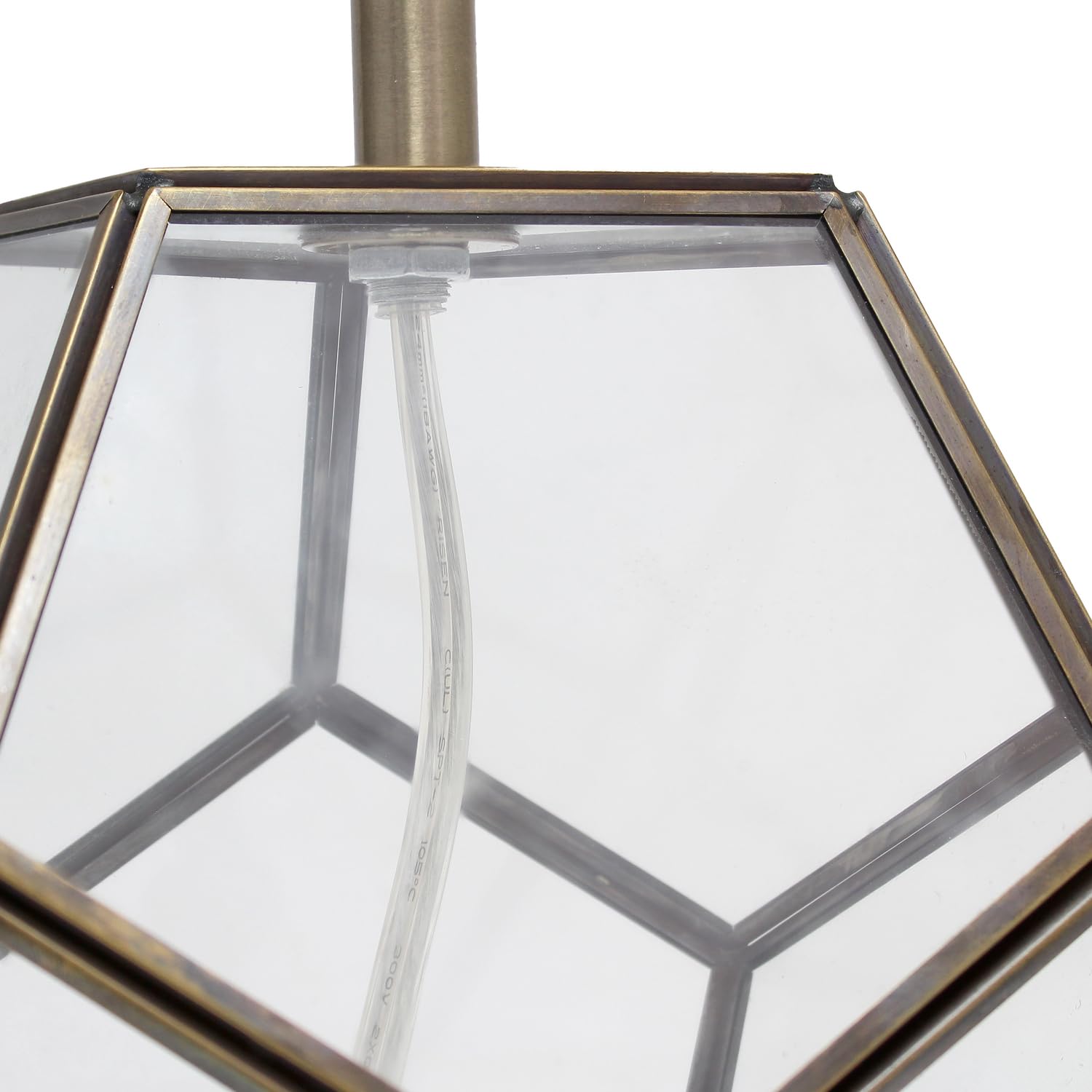 Homestock Artisanal Artistry Transparent Octagonal Table Lamp, Brass