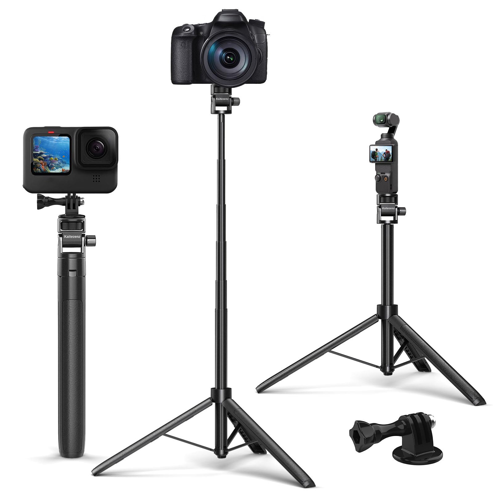 Kaitezenz 63In Selfie Stick Tripod For Gopro Camera, Long Extendable Tripod Stand Selfie Vlog Handle Portable Lightweight 7 Sections For Gopro Max Hero 13 12 11 10 9 8 7 Dji Osmo Action Camera