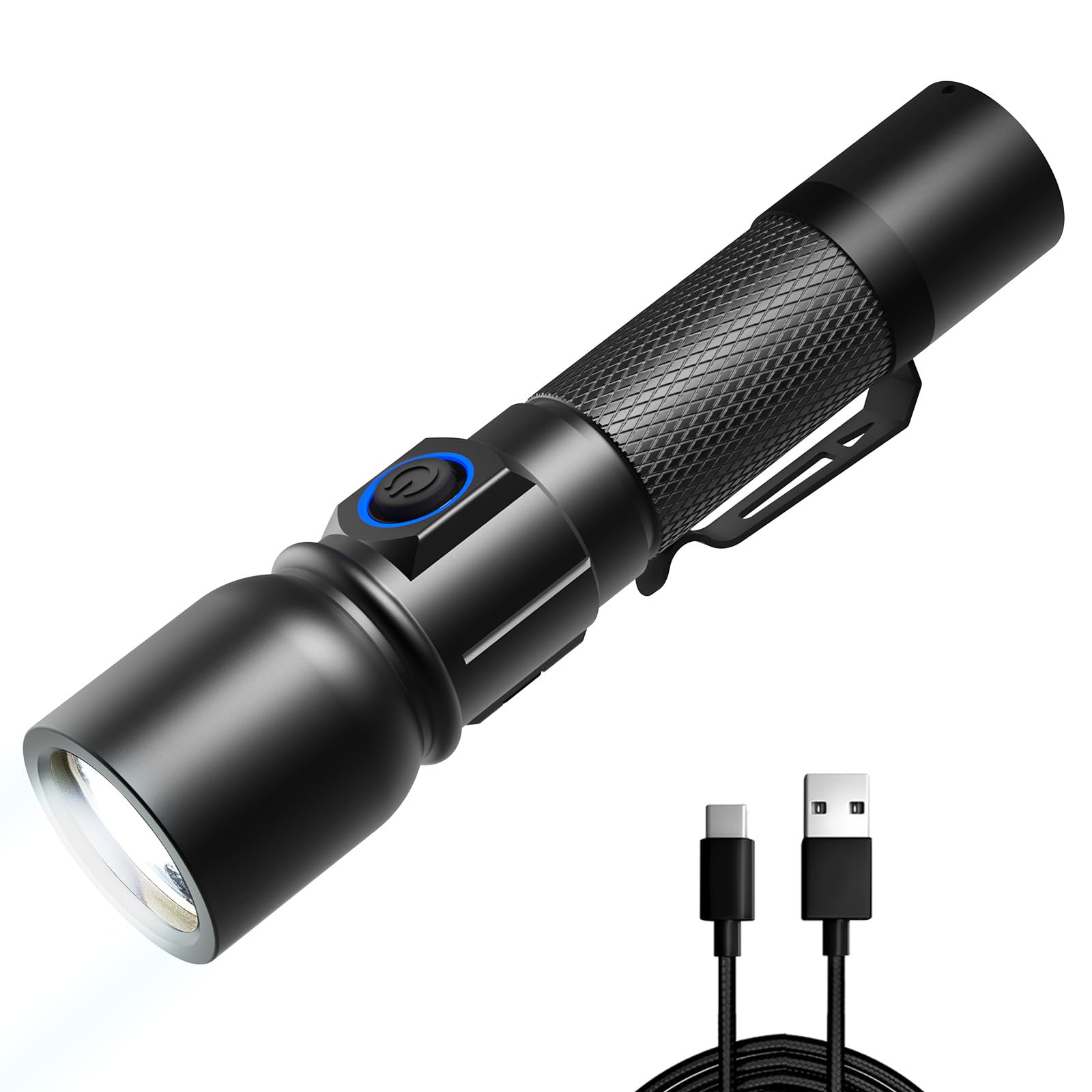 Consciot Rechargeable Flashlight, 7 Modes Adjustable, One Press On/Off, Max. 1200 Lumen Powerful Handheld Flash Light Outdoor, Handheld Flashlight Waterproof For Camping, Dog Walking, Emergency