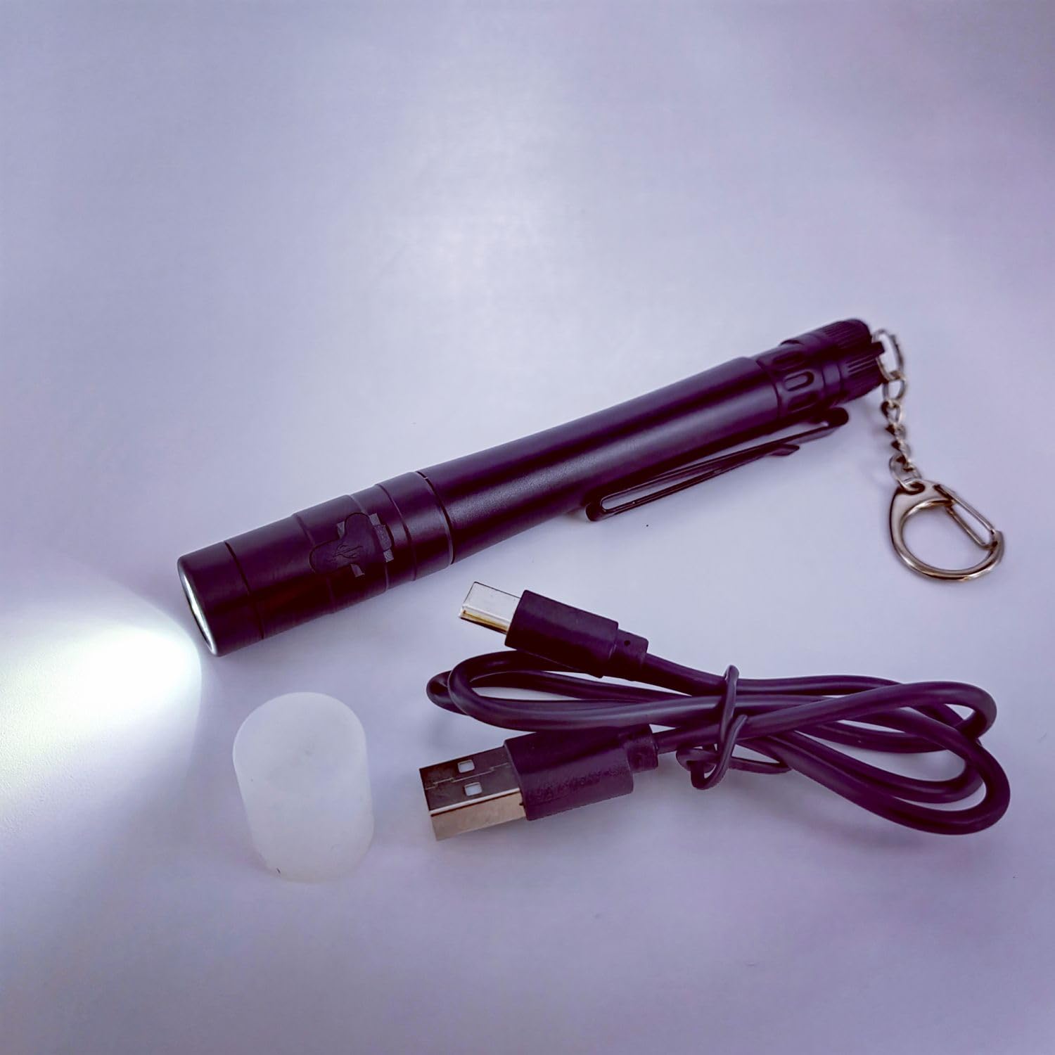 Nitefox Pen Light Rechargeable Edc Pocket Flashlight With Clip Diffuser,Bright 300 Lumens, Side Switch One-Hand Easy Use For Everyday Work,Emergency,Tight Spaces, Worker,Police, Nurse Use
