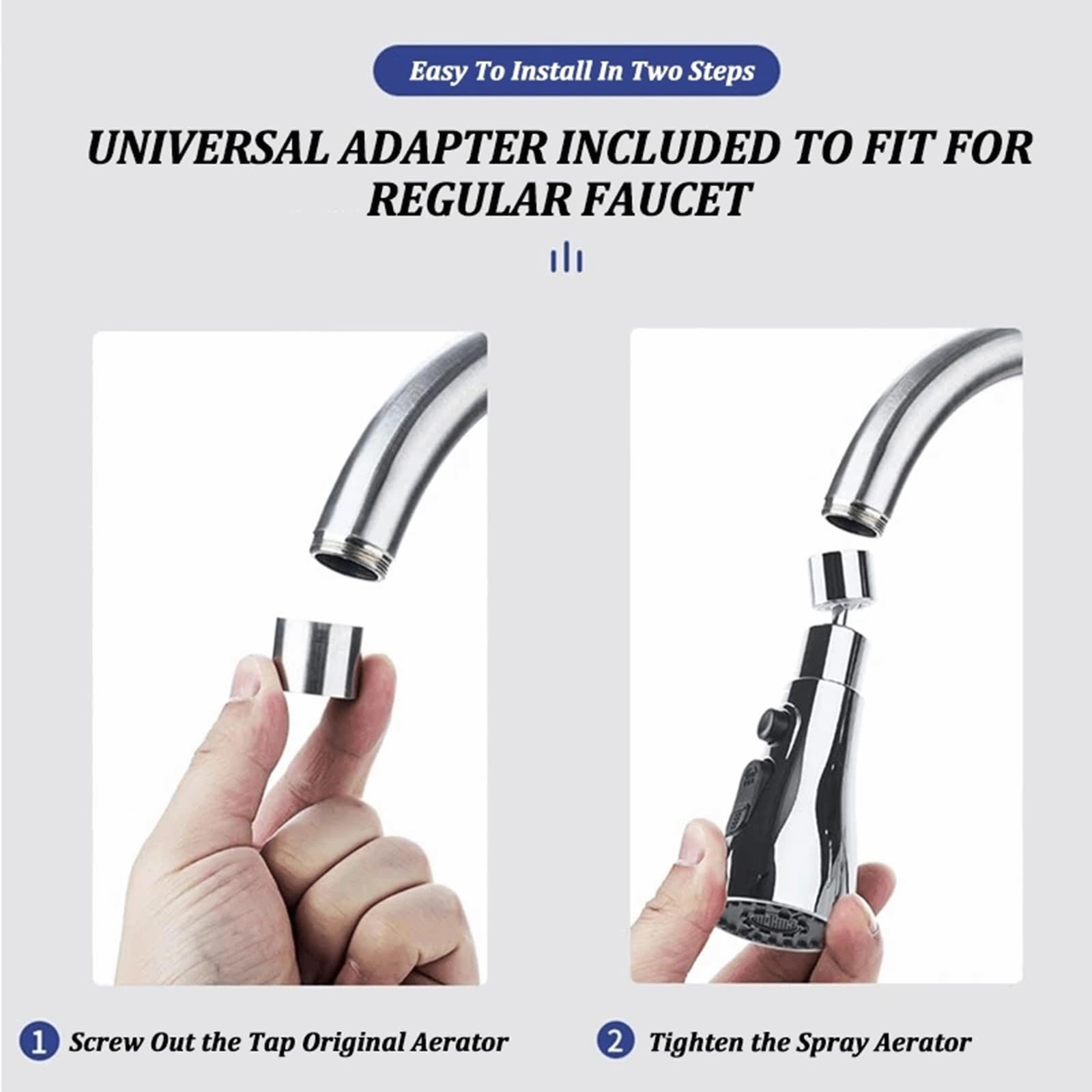 Qusmeiyici Kitchen Faucet Head Replacement With 9 Adapters, Metal Pull Down Sink Faucet Head, 3 Function Sink Sprayer, American Standard Faucet Adapter, Sink Hose Attachment For Faucet, Moen Kohler Delta Faucets