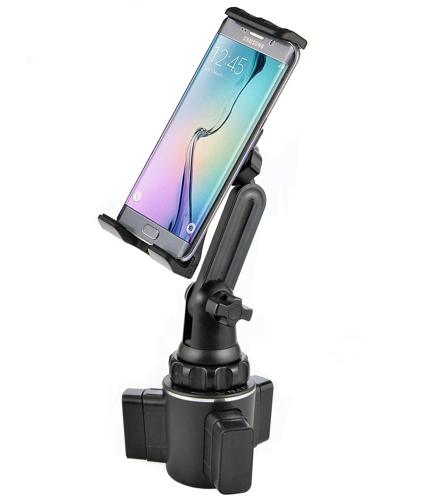 Tecotec Universal 2 In 1 Car Cup Holder Tablet Mount,  9" Long Neck Cup Holder Ipad Holder For All Cellphones/Z Fold 3/2/Rugged Phones/Tablets Up To 12.9"