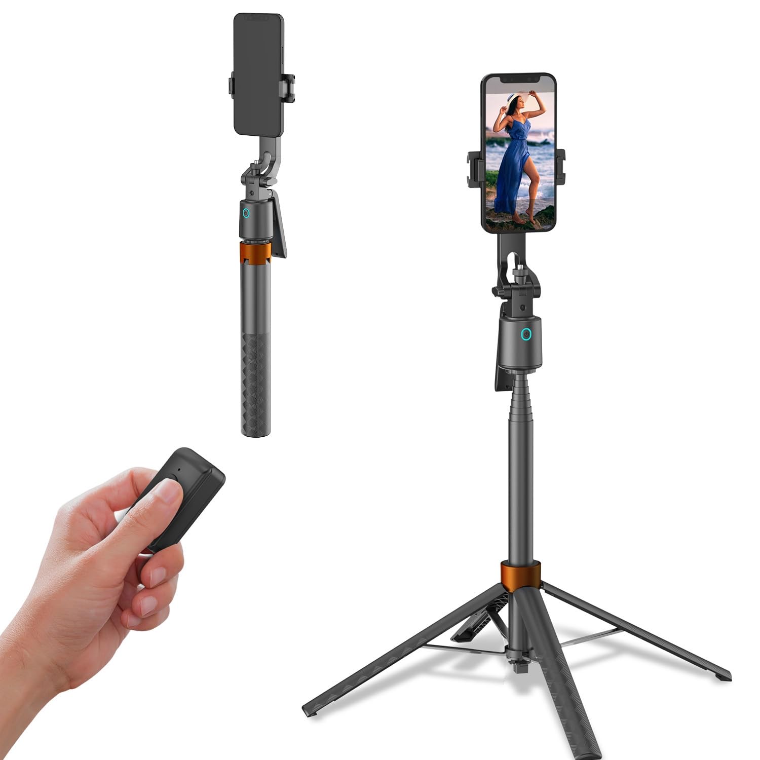 Riipoo Auto Face Tracking Tripod 360 Rotation With Stand - 70" No App Needed Ai Face Tracking Tripod With Remote For Iphone Android Live Stream/Vlog/Youtube/Tiktok, Gesture Control & Adjustable