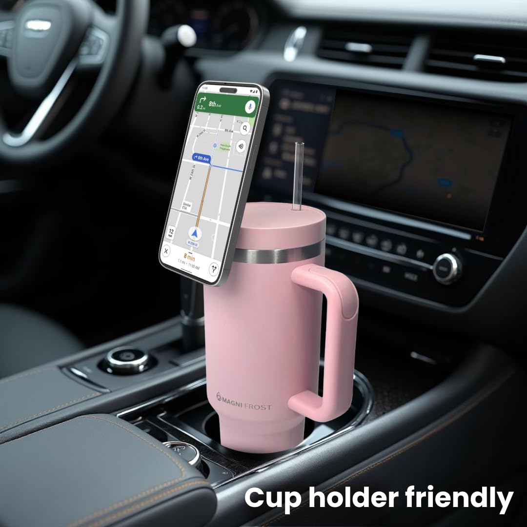 Water Bottle Phone Holder  Compatible With Magsafe  Insulated Cup With Handle And Straw