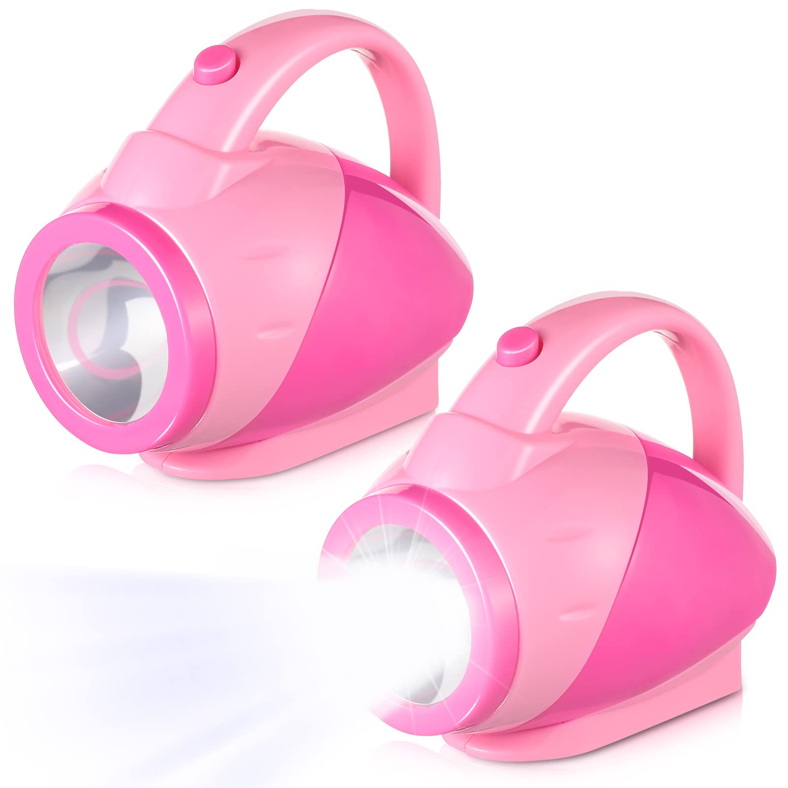 Nosiny 2 Pieces Kids Flashlights For Toddlers Pink Girls Plastic Flashlights With Easy Grip Handle Toddlers Camping Essentials For Kids Boys Girls 
