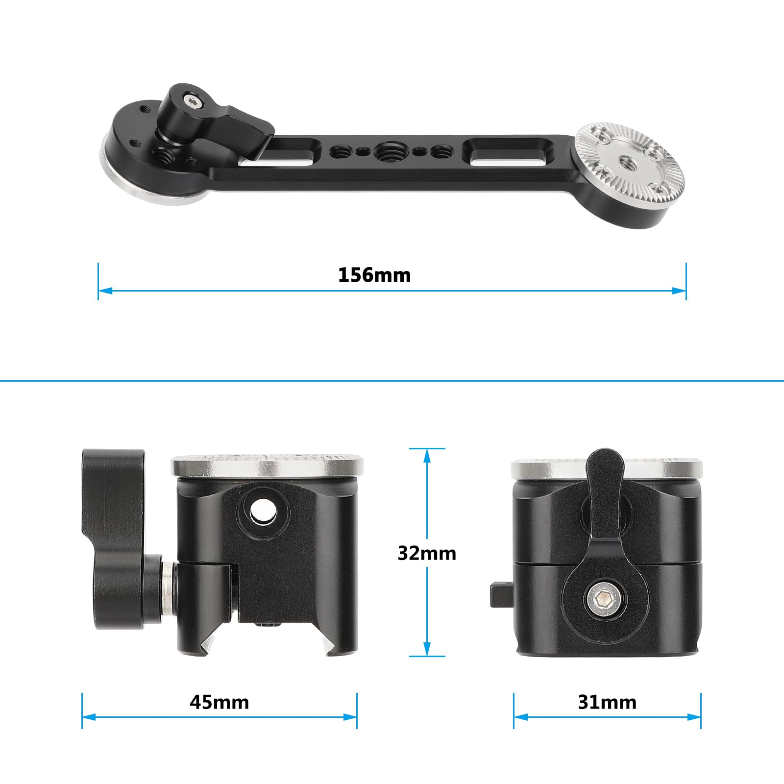 Camvate Rosette Extension Arm With Nato Mount For Dji Rs 2, Rsc 2, Rs 3 & Rs 3 Pro - 3481