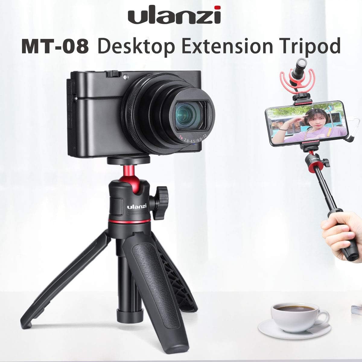 Yiliwit Mt-08 Black Mini Tripod For Camera, 1/4" Screw Universal For Sony/Canon/Nikon/Fujifilm Vlog Camera, Extendable Handheld Portable Vlogging Tripod Mount, Video Shooting Filming Table Stand
