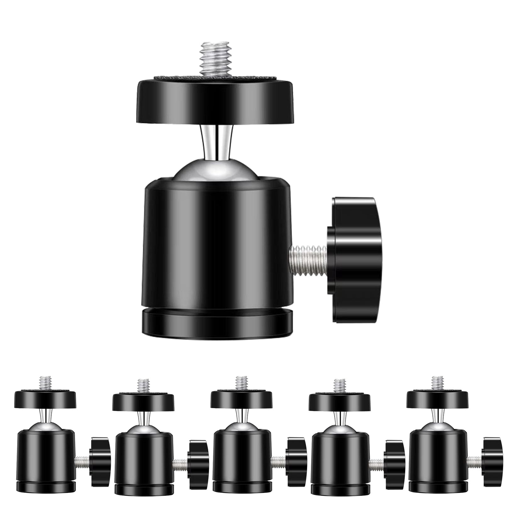 Folgtek 6Pcs Mini Universal Ball Heads Tripod Ball Head Camera Screw Mount, 360 Degrees Rotatable Tilt With 1/4 Inch Screew For Cameras Smart Phone Tripods Monopods Camcorder Led Light Stand