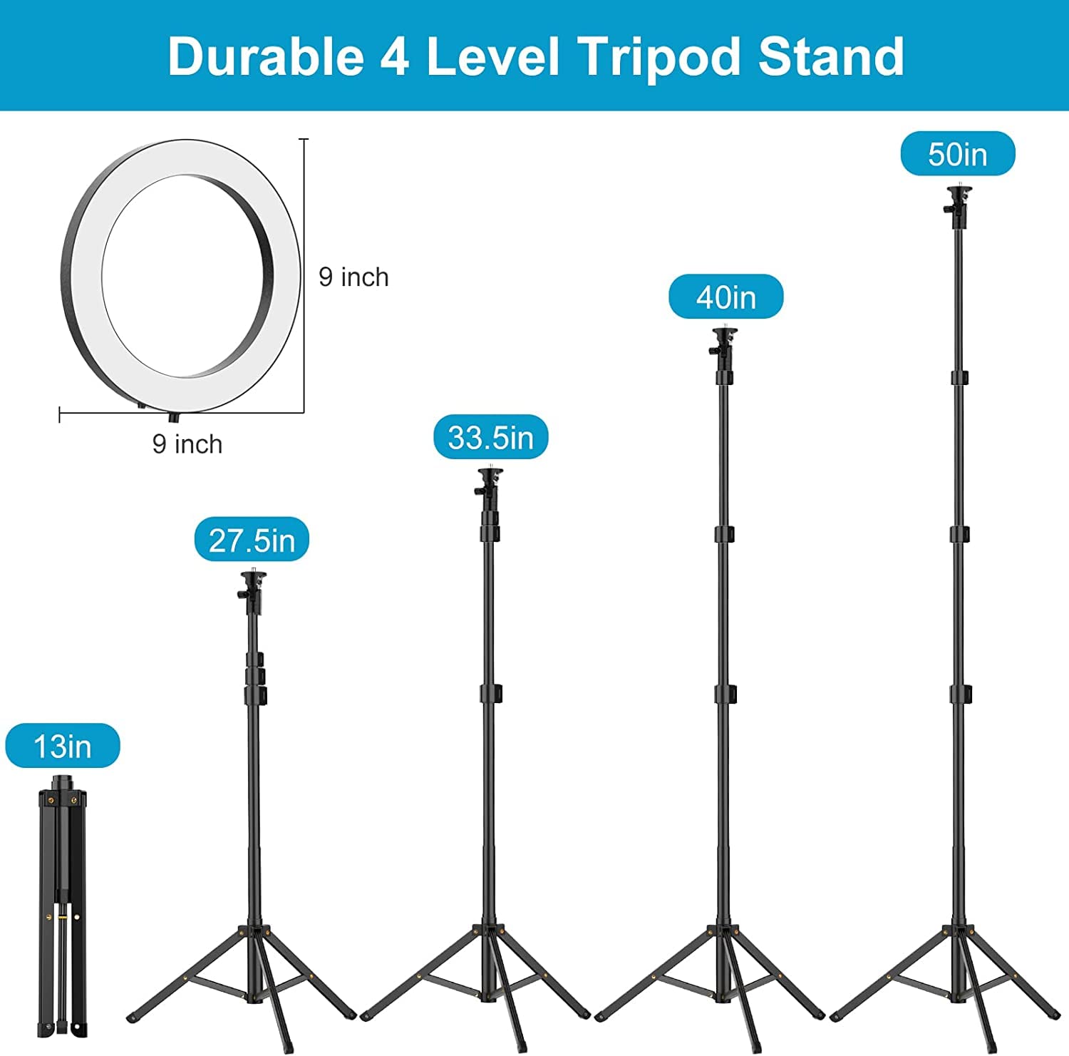Fangflower Selfie Ring Light 9 Inch With 27”-50” Tripod Stand For Video Recording＆Live Streaming, 10 Rgb Ring Lamp With Desk Tripod, Halo Ring Light For Tiktok/Live Stream/Makeup/Youtube