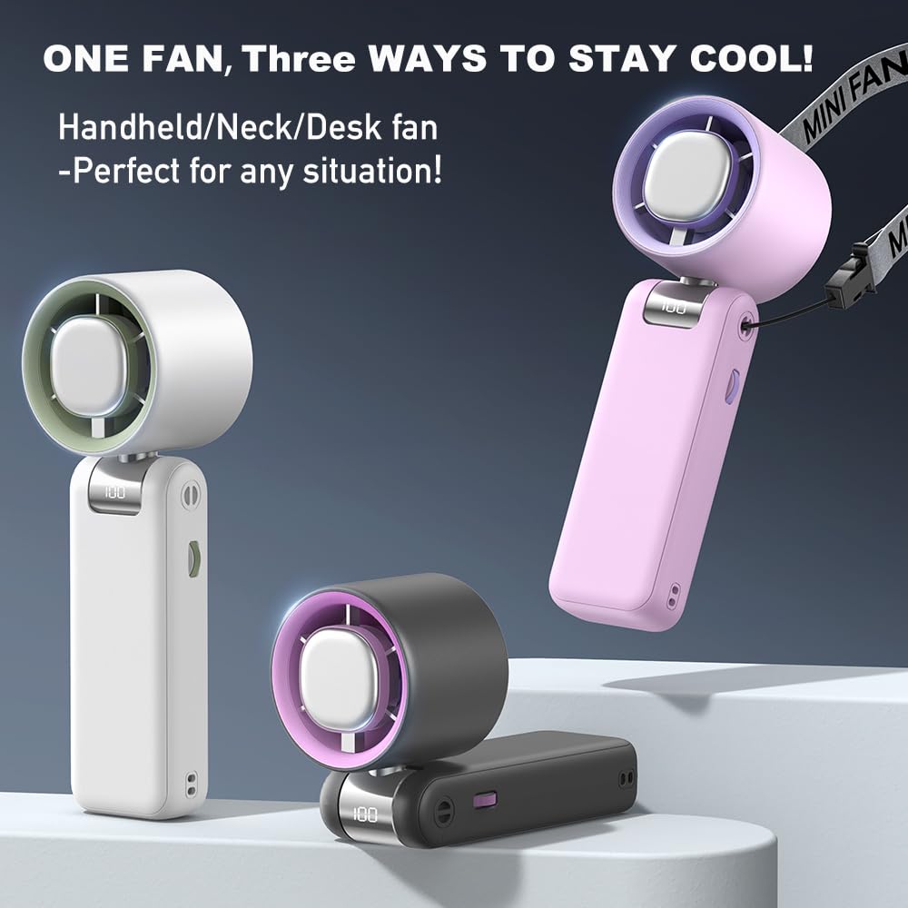 High Speed Handheld Fan, 13500 Rpm Turbo Motor Tec Instant Cooling, 4000Mah Battery (3-23H) Lcd