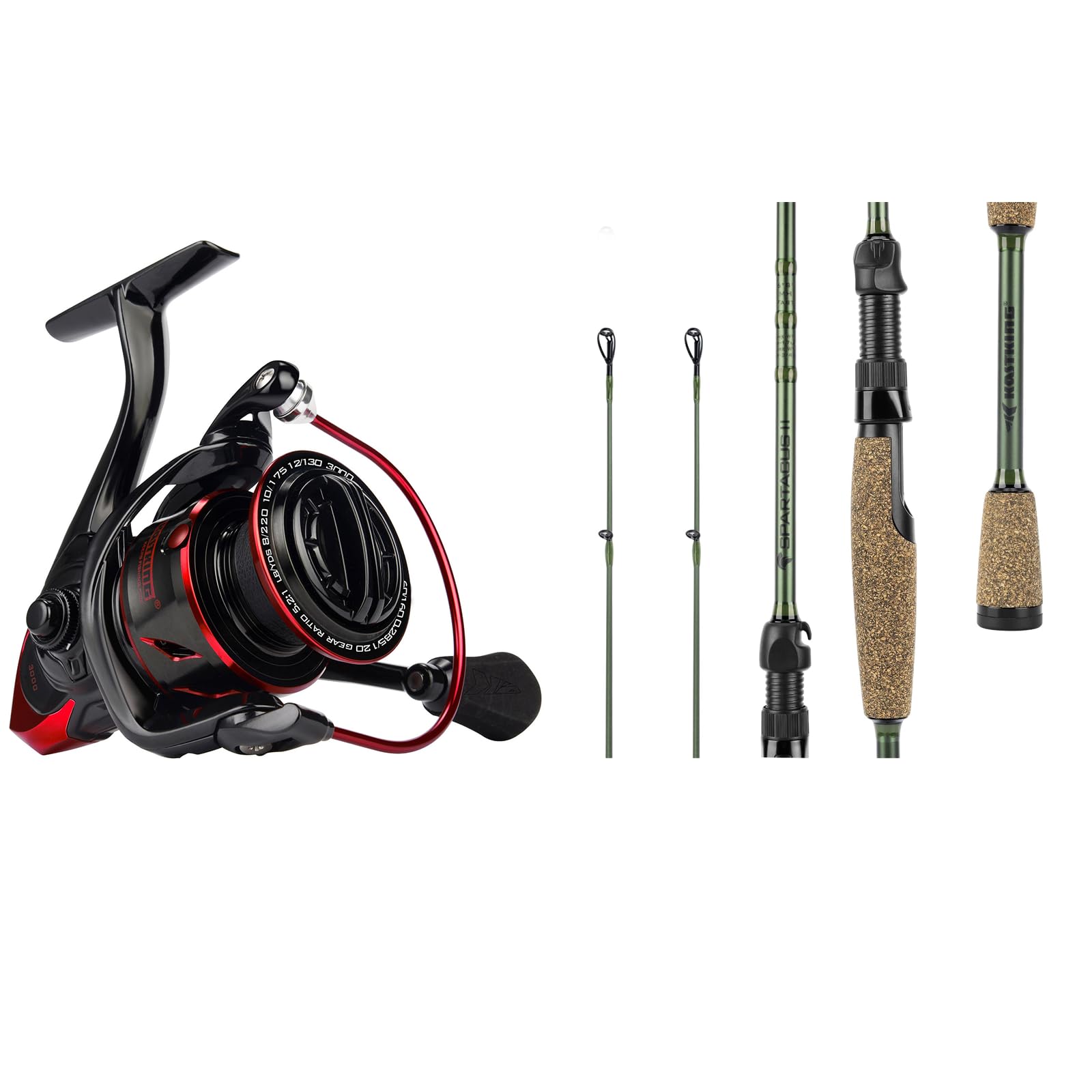 Kastking Sharky Iii Spinning Fishing Reel,Size 4000, Spartacus Ii Twin Tip Fishing Rods, Spin - 7'0" - Mh Power - Fast