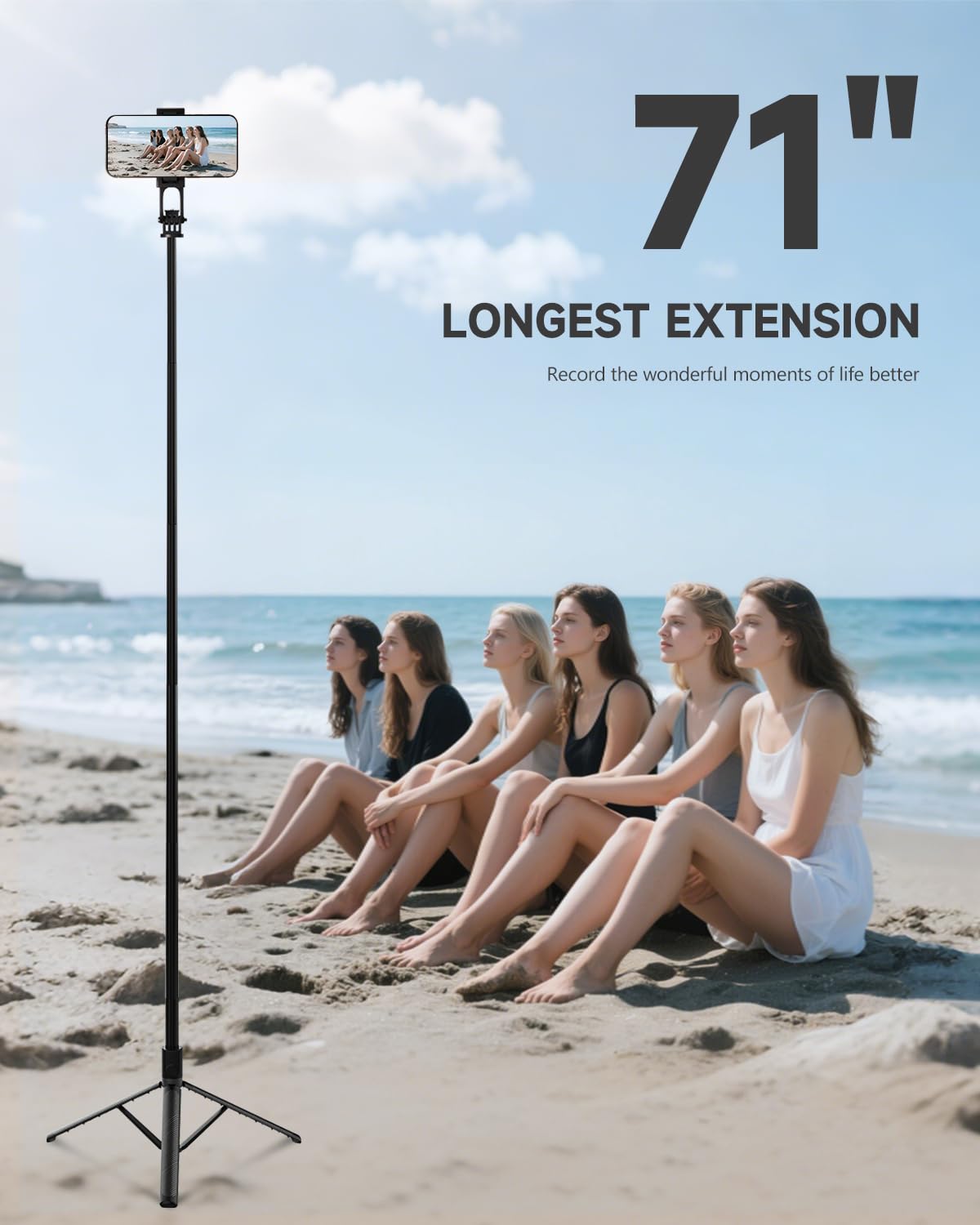 Riseofle 71” Phone Tripod & Selfie Stick, Portable All In One Extendable Cell Phone Tripod Stand, With Wireless Remote Control For Iphone/Samsung/Android/Camera