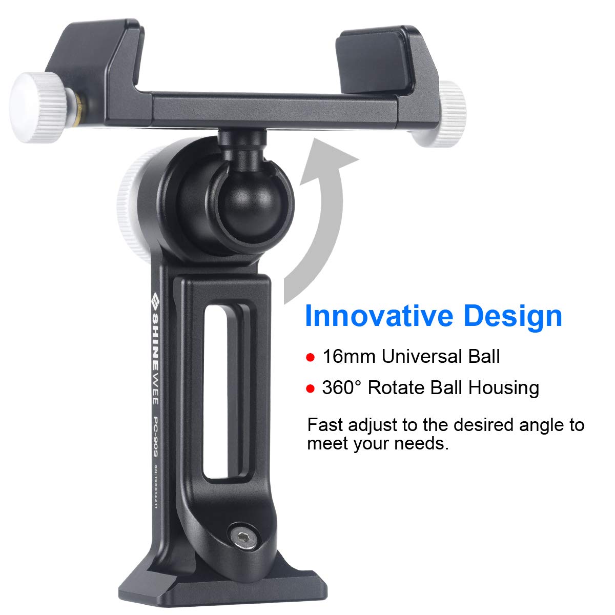 Shiee Metal Phone Tripod Mount Adapter, Arca Dovetail And 1/4" Screw Mount,Adjustable Vertical And Horizontal Dock For Samsung Galaxy, Iphone, And Other Smartphones Holder