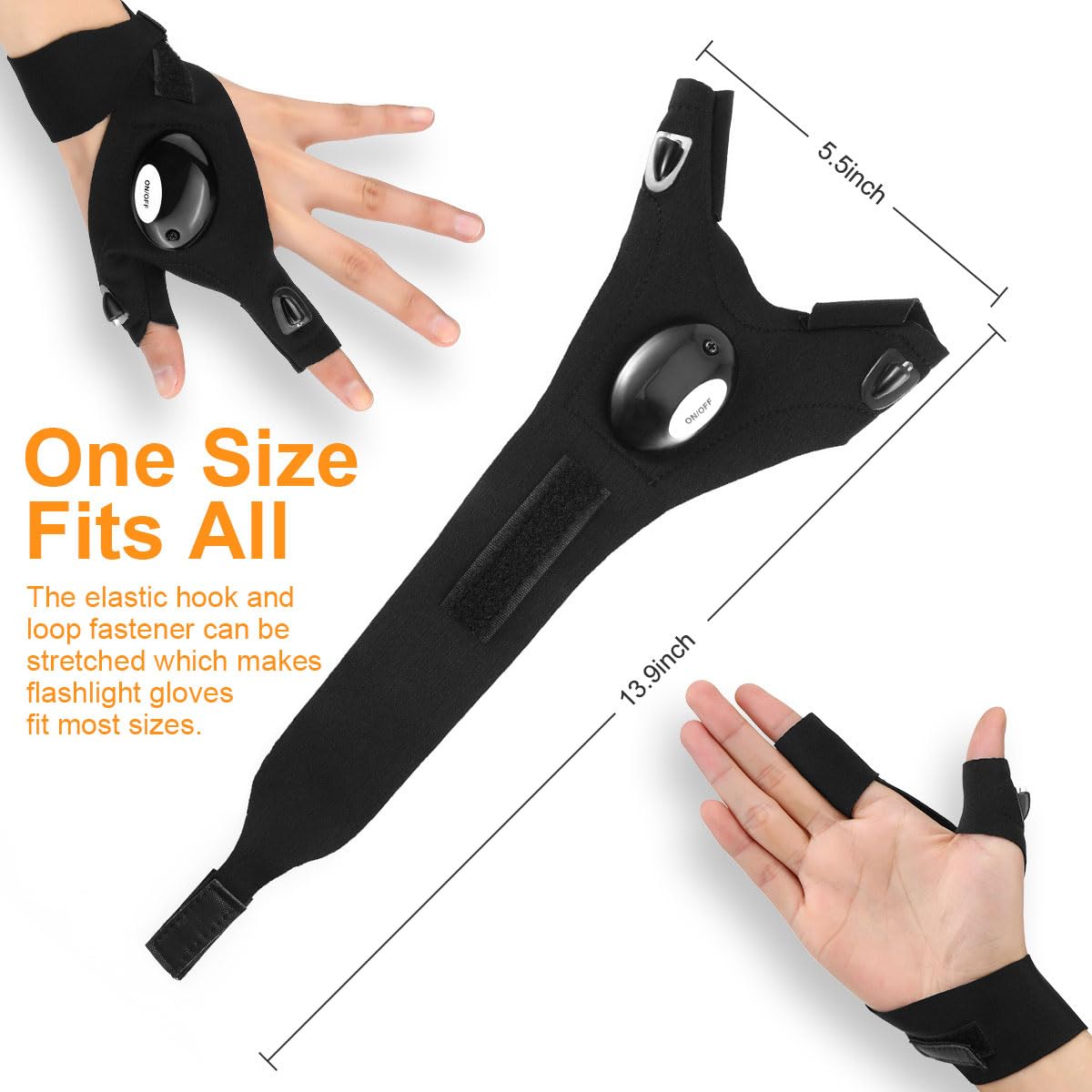 Biuonk Led Flashlight Gloves,  For Him Men Boyfriend Husband, Finger Lights Cool Gadgets For Repairing Fishing Camping