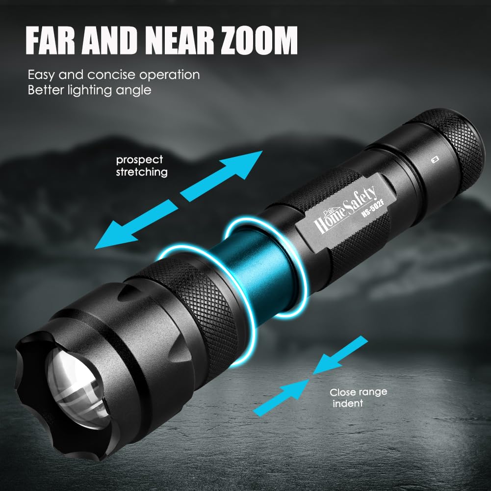 Home Safety 502F Small Utility Flashlight With Holster, Zoomable Pocket Led Flashlight Duty Flash Light, Ipx65 Waterproof, Edc Flashlight For Camping, Hiking, Emergency (1 Mode)