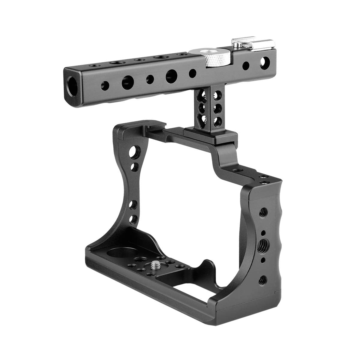 Caminstarry Aluminum Video Camera Cage Stabilizer For Canon Eos M50 With Top Handle Grip Multiple 1/4" 3/8" Screw Mount (Cage With Top Handle)