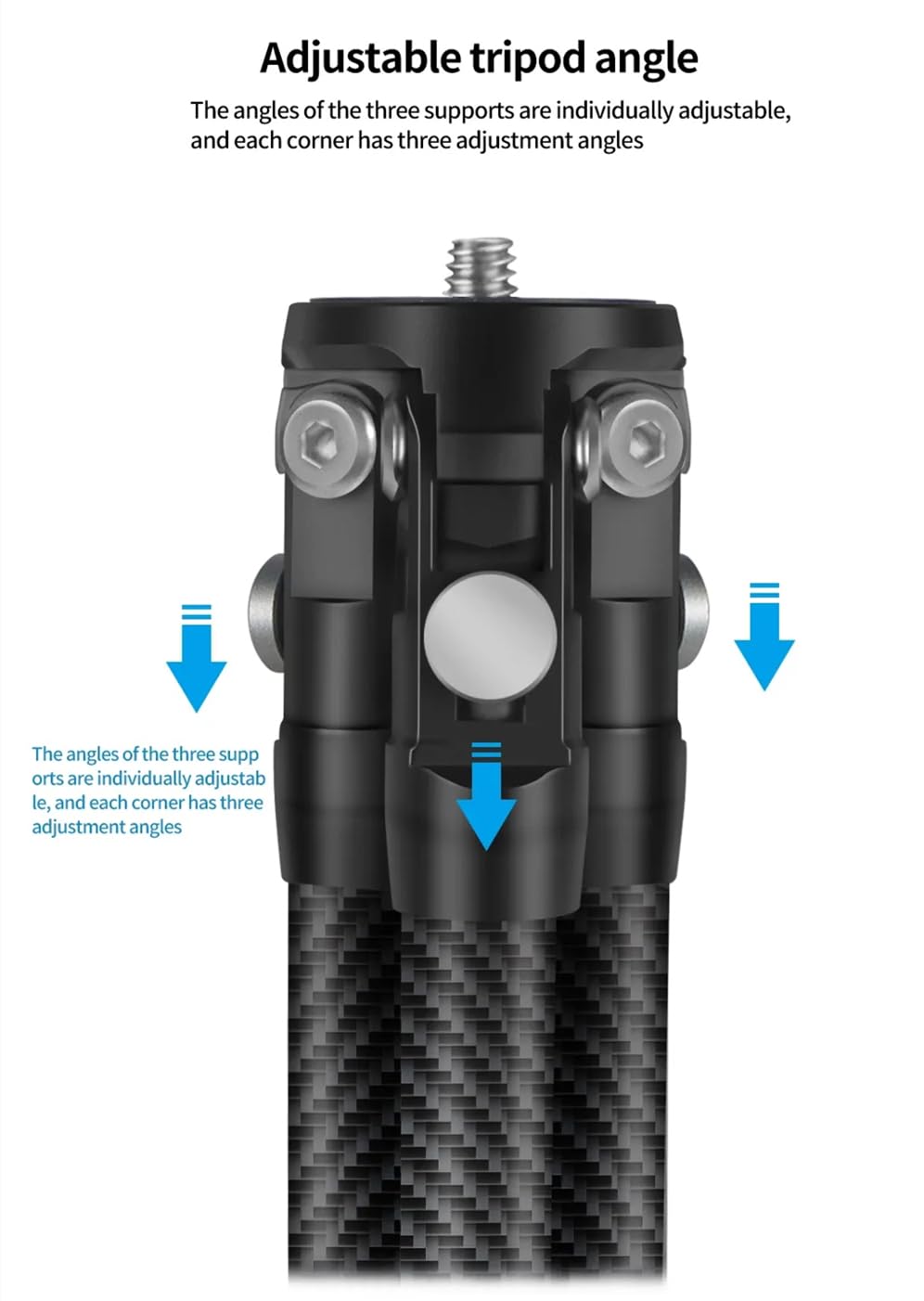 Cool Racing Carbon Fiber Mini Tripod Portable Desktop Tripod With 1/4" Screw For Camera Smartphone Bracket Holder, 5Kg Max Load (Non-Extend Version)