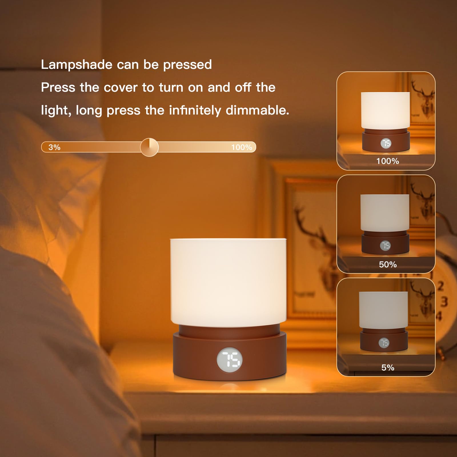 Mielukan Small Table Lamp, Portable Dimmable Night Light With Timer For Kids, 3000K Warm Led Light, Small Bedside Lamps For Bedroom Living Room Housewarming Valentine'S Day (Red)