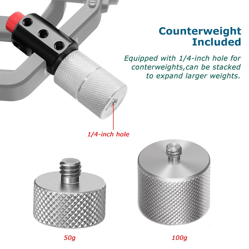 Koqinviz Universal Gimbal Counterweight Kit With Balance Weight Mounting Clamp And 50G+100G Counterweights For Dji Ronin S/Sc/Rs2/Rsc2/Rs3/Rsc3,Zhiyun Weebill S Crane Gimbals