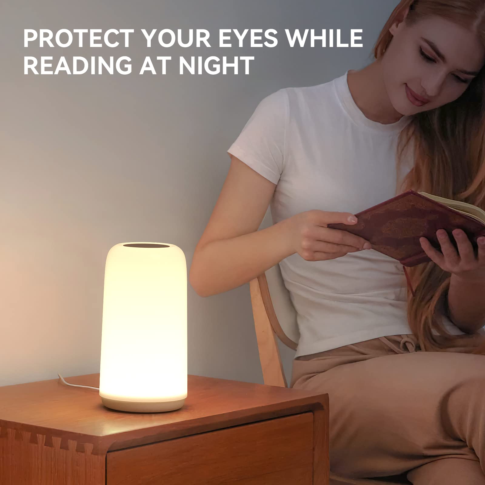 Famigreta Touch Table Lamp, Rgb Mode 3 Way Dimmable Led Lamp For Bedroom, Multi-Color Smart Nightstand Bedside Lamp For Living Room Home