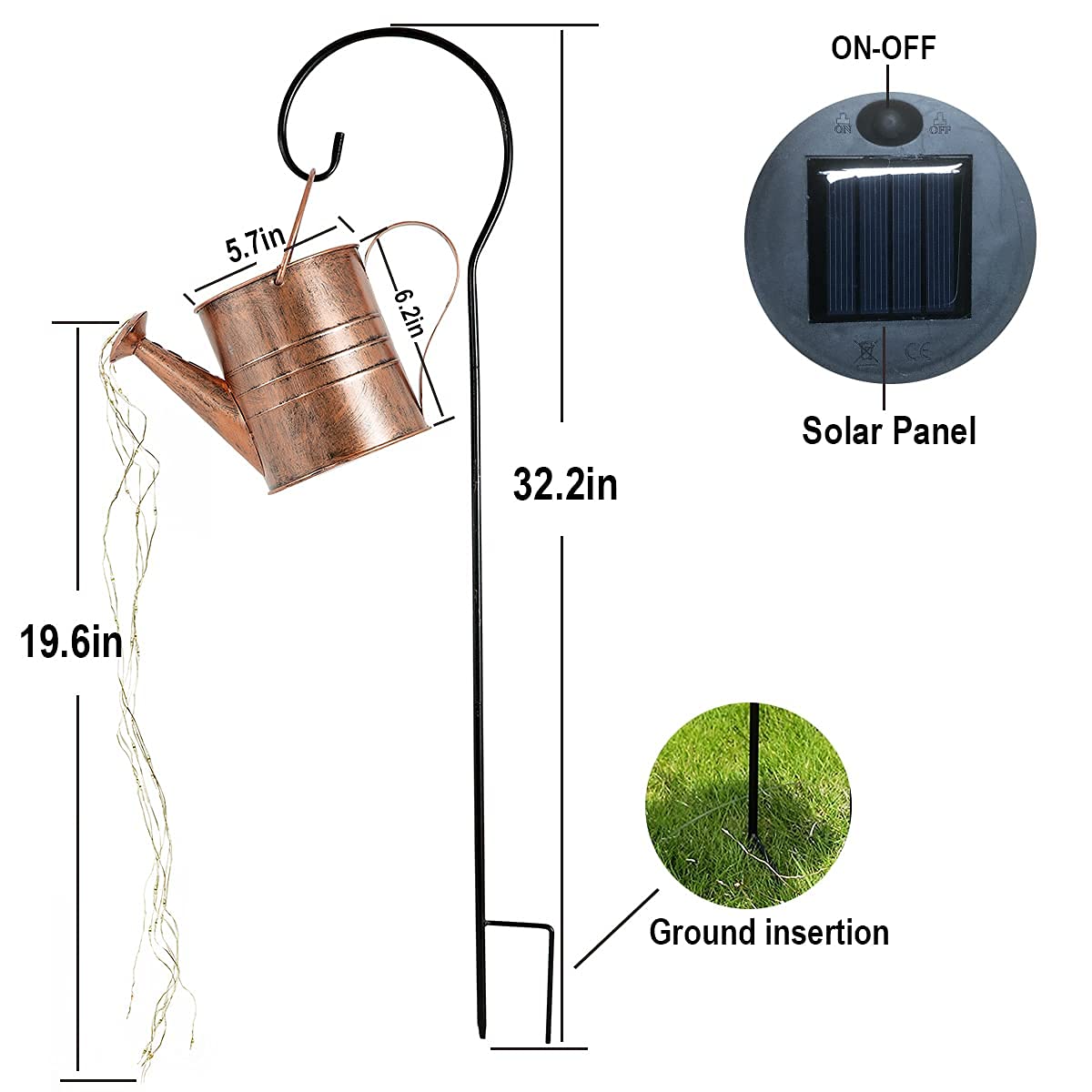 Linzhen Garden Decor Solar Lights Outdoor Watering Can Decoration Hanging Lantern Waterproof For Lawn Patio Garden Courtyard Yard Pathway Walkway Outdoor Gardening , Grandma Mom Birthday  Women