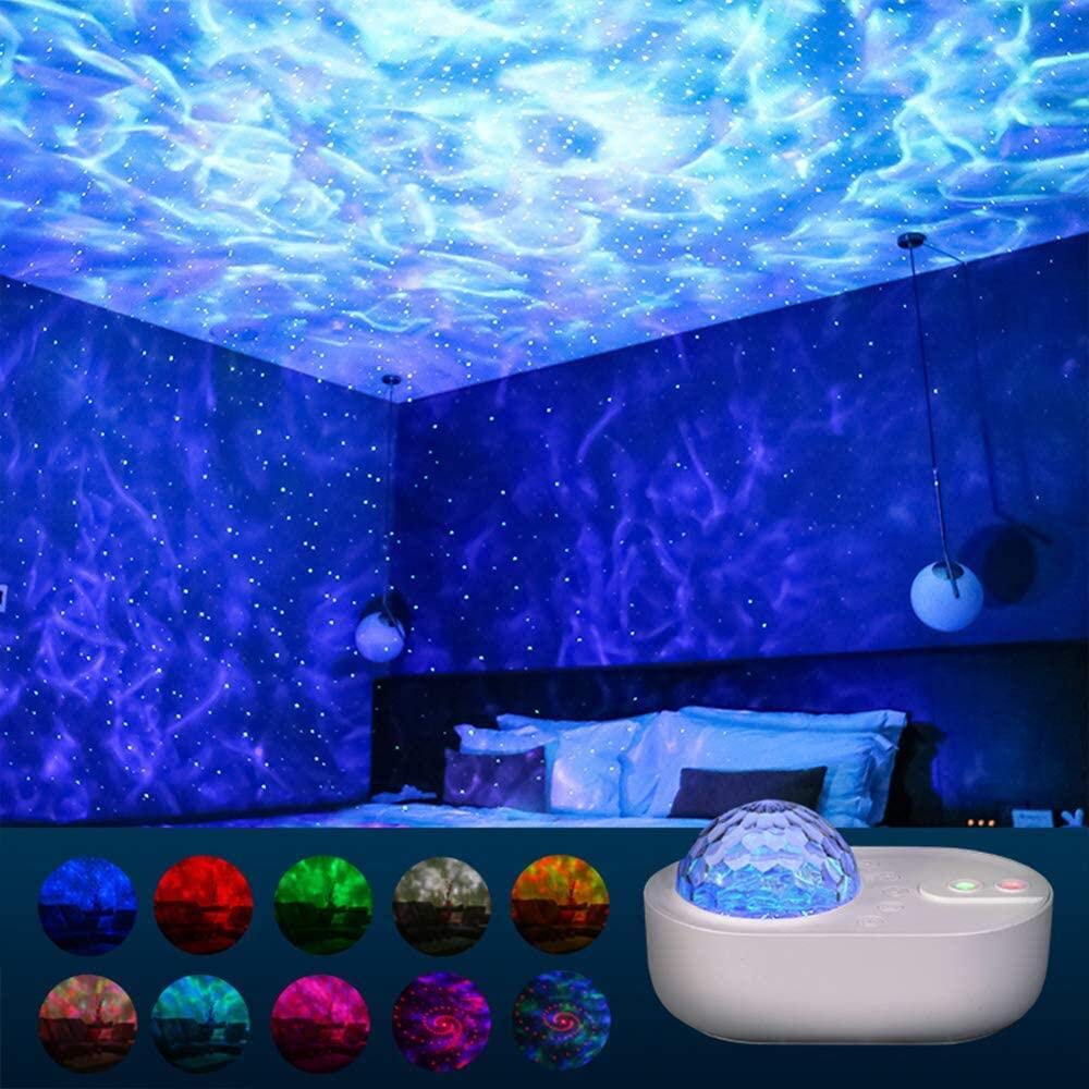 Onxe Galaxy Projector For Bedroom,10 Colors Star Projector With Bluetooth Speaker,Remote & Timer,5 White Noise Led Lights For Bedroom,Kids Night Light For Room Decor,Birthday Christmas Housewarming 