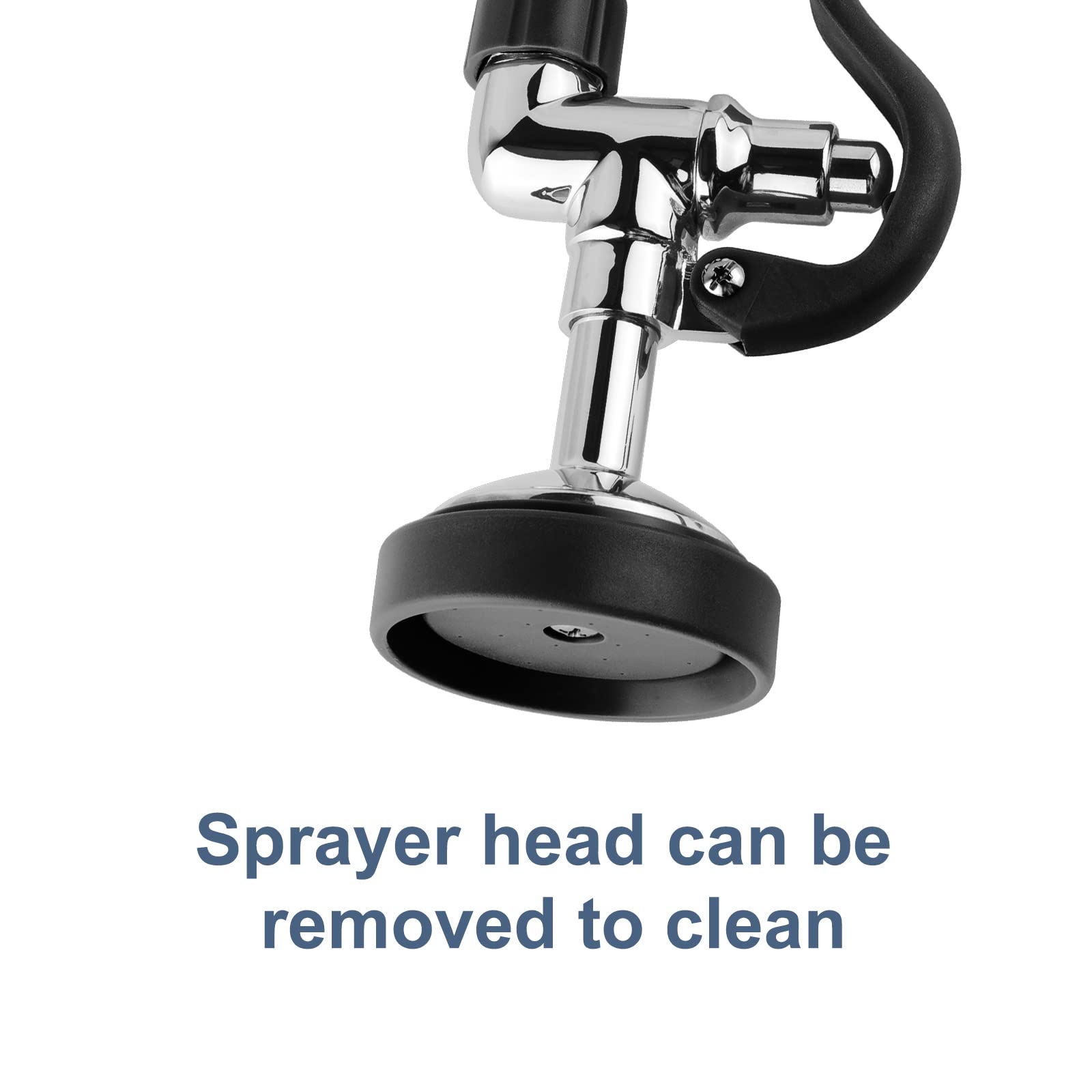 Fauaid Pre Rinse Sprayer Commercial Sink Sprayer Head,1.42Gpm Spray Valve Dish Nozzle With Ergonomic Handle, Commercial Faucet Parts For Commercial Kitchen Faucet,Chrome Finished（Black）