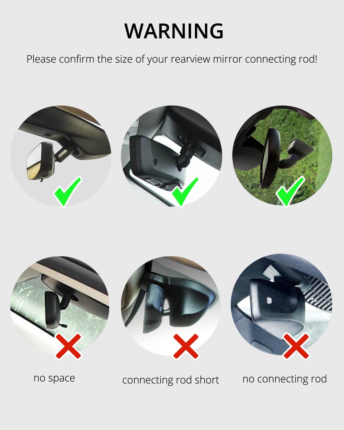 Quyee Phone Holder Car, Rear View Mirror Phone Holder - Aluminum Alloy Mount Multi-Angle Adjustment Rotatable And Retractable Compatible With All 4-7 Inch Iphone And Android Cell Phones (Black)
