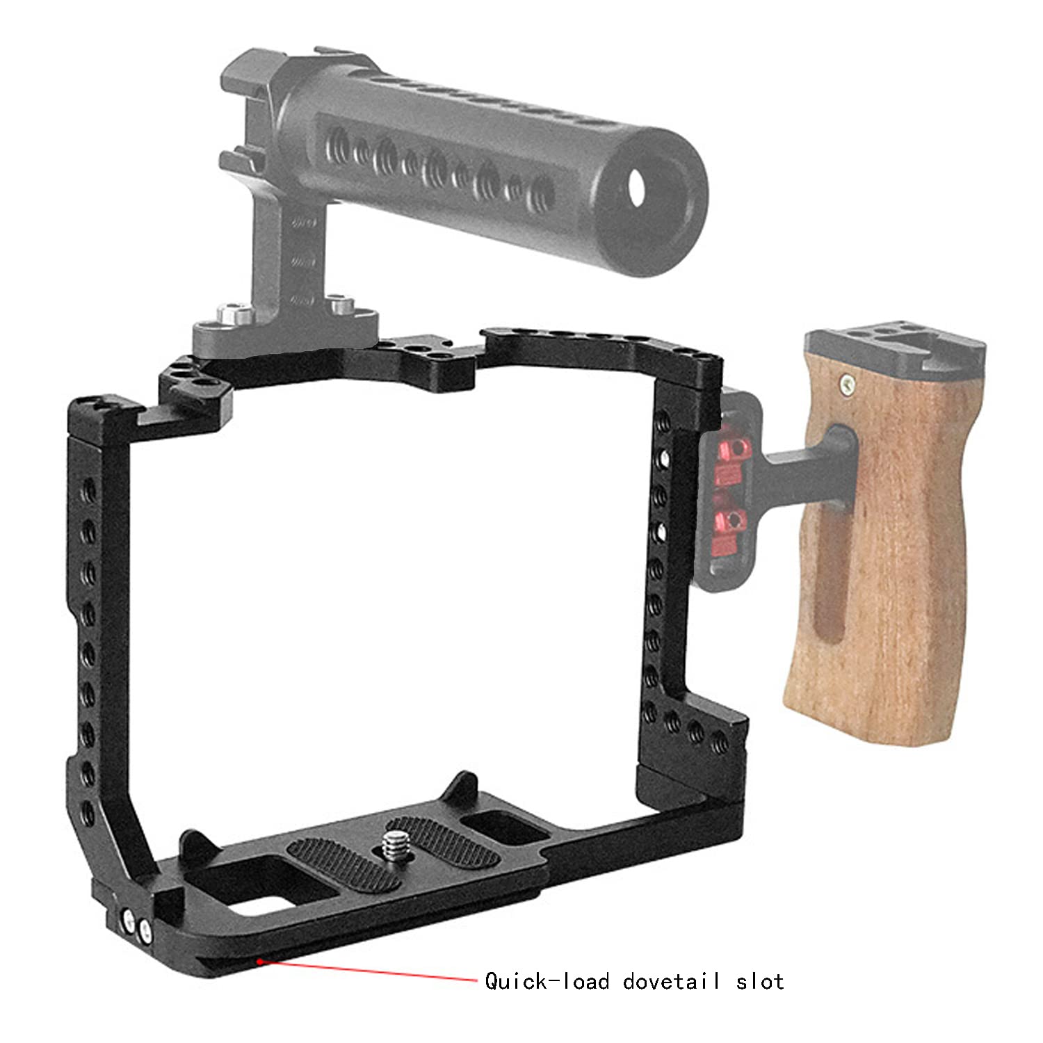 Topcine Camera Cage For Compatible For Canon Eos 90D/80D/70D Dslr Camera Photography Dslr Camera Full Cage With Dual Cold Shoe Mount 1/4" Screw Hole Standard 38Mm Bottom Plate