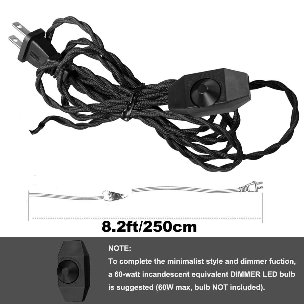 Kiven Dimmable Clip-On Desk Lamp, 1-Light Iron Modern Nightstand Lamps With Flexible Swing Arm, 8.2Ft Plug In Cord, Decorative Clamp Lamp For Office Bedside Bookshelf Cabinet E26 Sokcet,Black