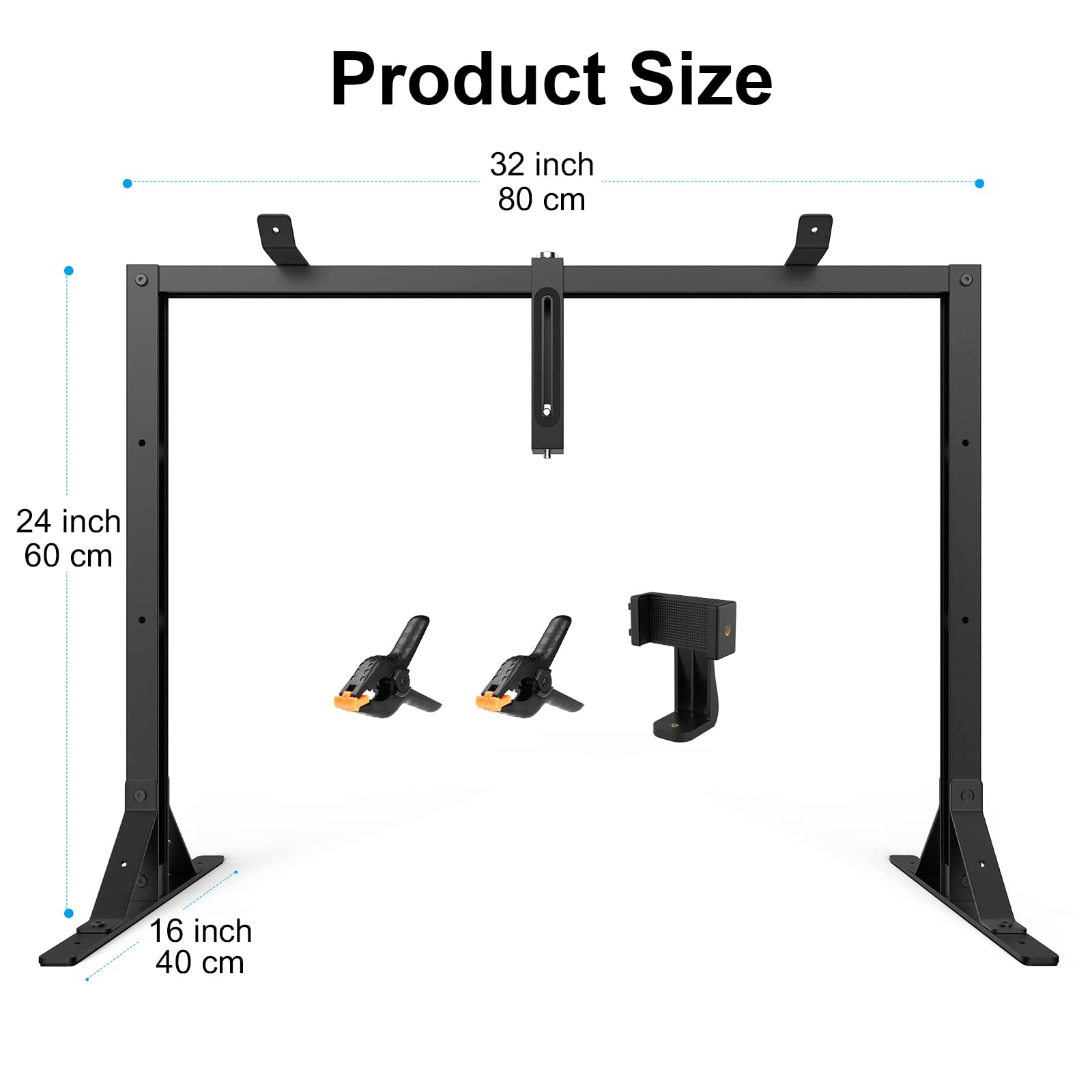 Gltire Overhead Camera Mount Rig Top-Down Shots With 5600K Led Photography Lighting, Table Top Desk Mount Stand For Camera Dslr Photo Video Diy Art Studio Painting Vlogging With Phone Grip/Clamps