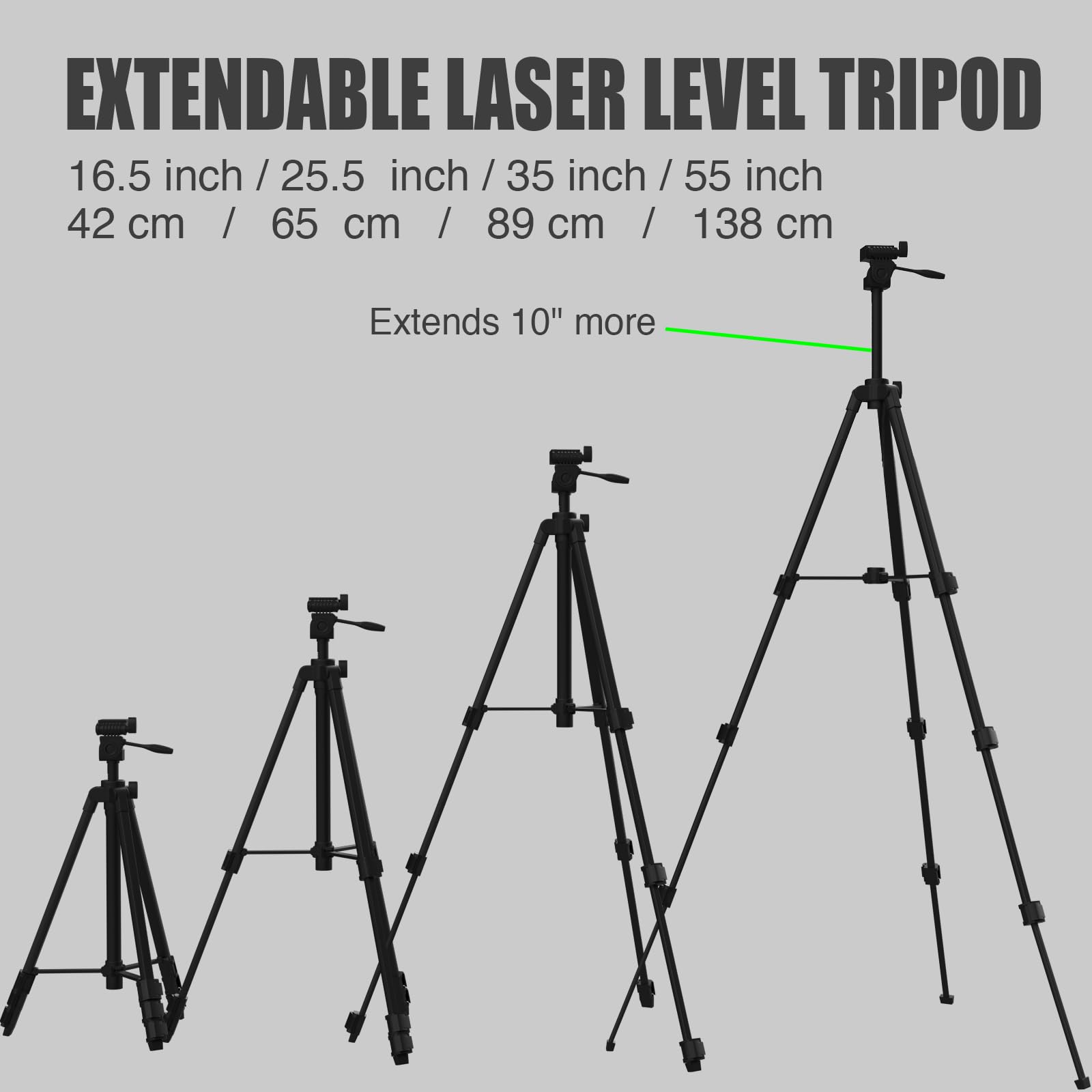 M Moock 55-Inch Lightweight Aluminum Laser Level Tripod With Bubble Level, Quick Release Plate With 1/4"-20 Screw Mount For Laser Level