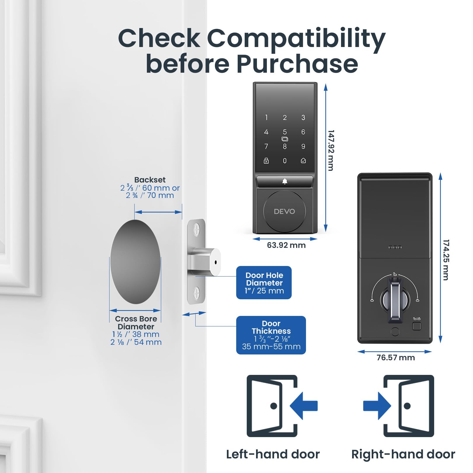 Devo G4 Smart Door Lock, 4 In 1 Keyless Entry Door Lock With Doorbell, Smart Deadbolt Lock For Front Door, App Control, Easy Installation, Ip54 Waterproof, Bhma Grade 3