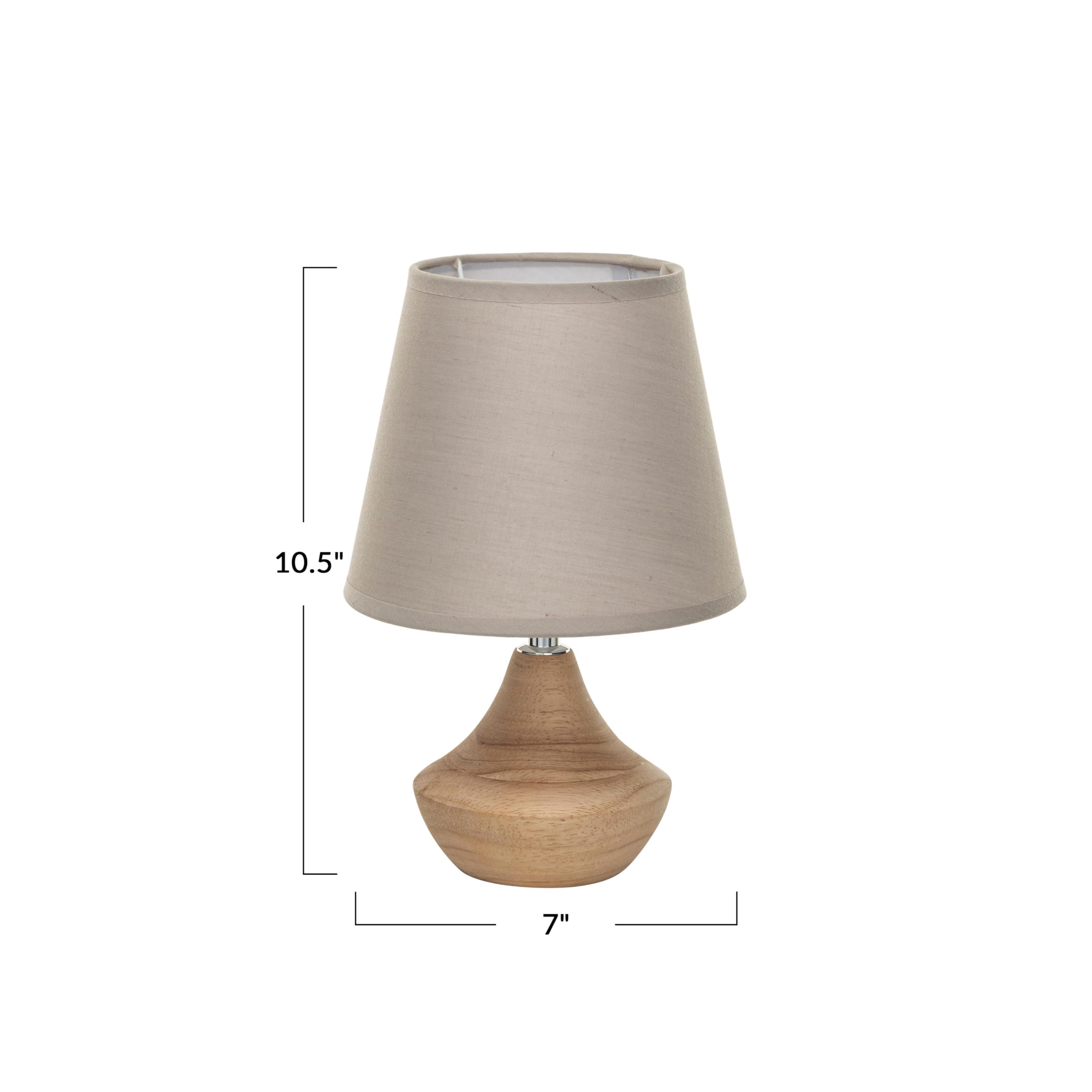 Creative Co-Op Eucalyptus Wood Table Lamp With Linen Shade, Natural