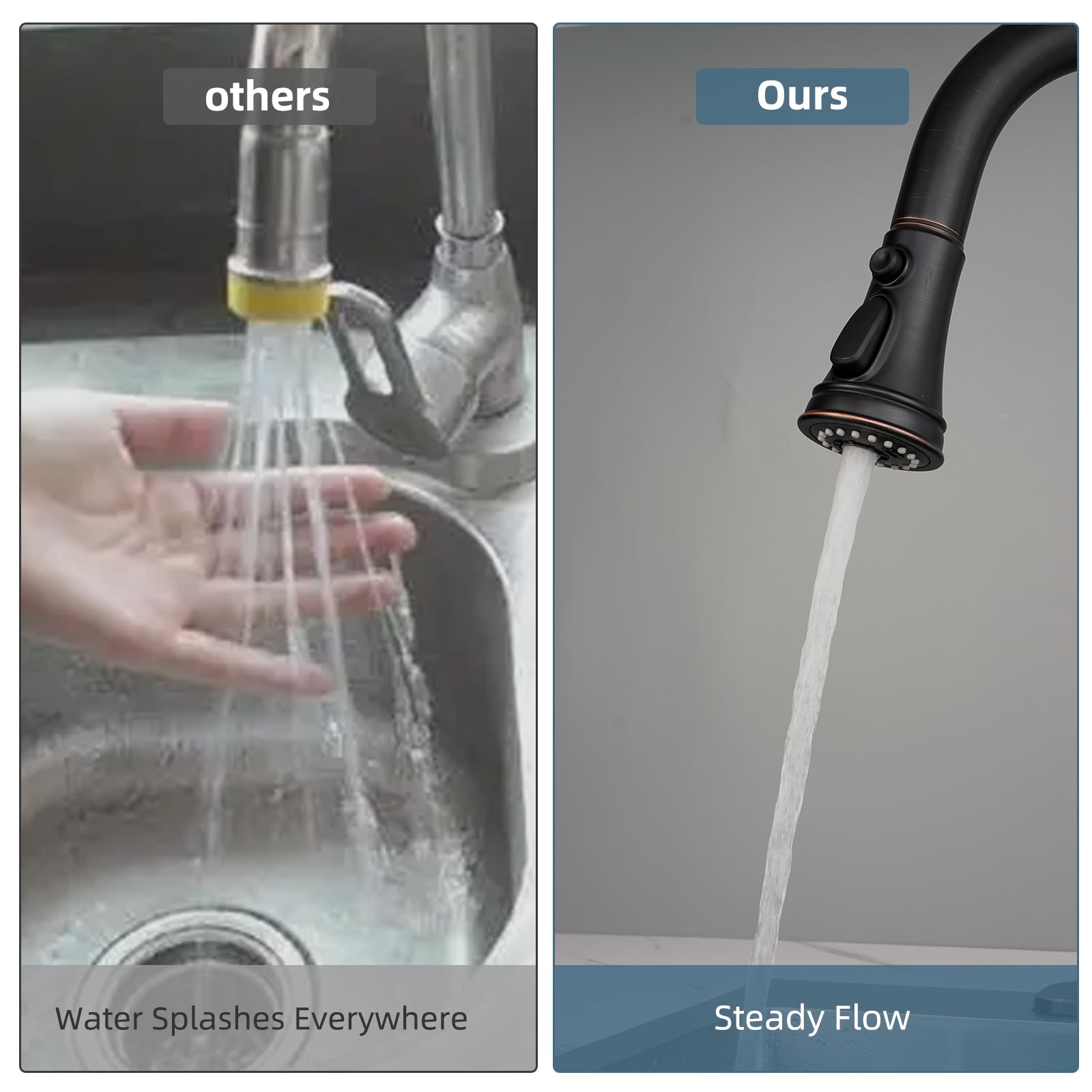 Ifealclear Universal Pull Down Kitchen Faucet Spray Head, 3 Function Kitchen Sink Sprayer Replacement Nozzle, Compatible With Moen, Delta, Kohler, American Standard, 15 Adapters, Oil Rubbed Bronze