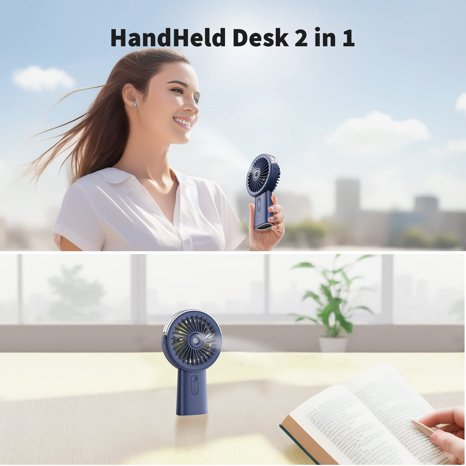 Otlonpe Handheld Misting Fan Portable, 4000Mah Rechargeable Small Personal Water Spray Hand Held