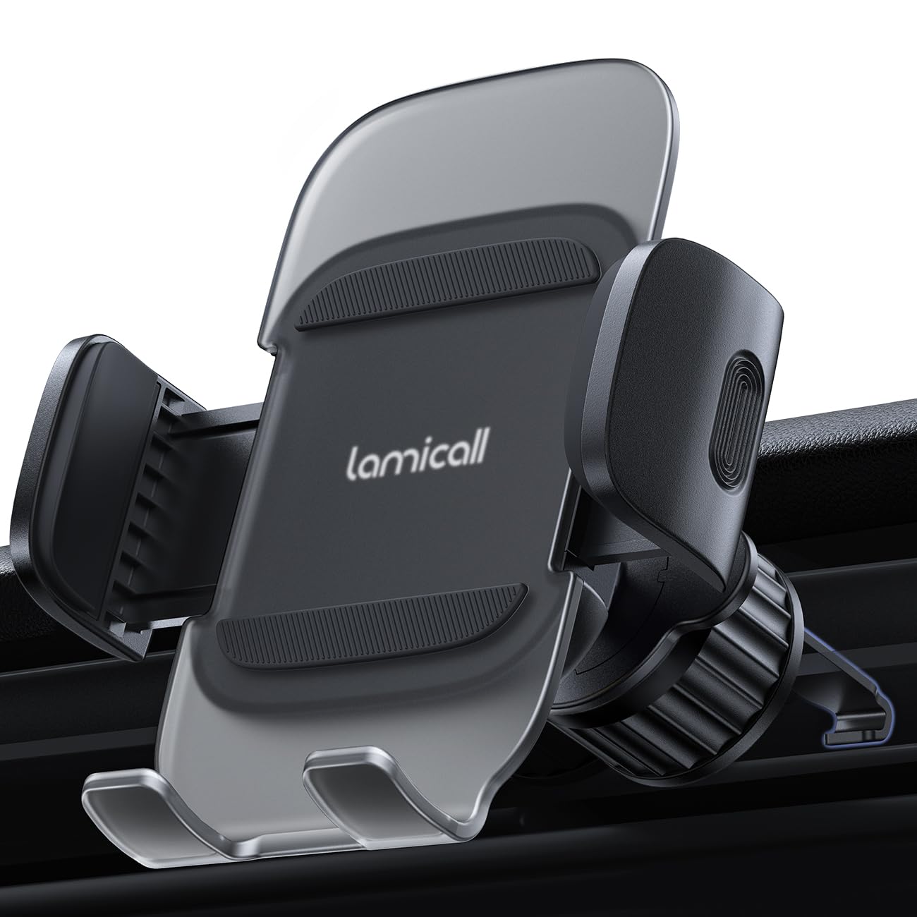 Lamicall Phone Holders For Your Car - Wider Spring Clamp [Big Phone Friendly] Air Vent Cell Phone Holder Car Mount Automobile Cradle Air Vent Clip For Iphone 15 14 13 Pro Max Smartphone - Dark