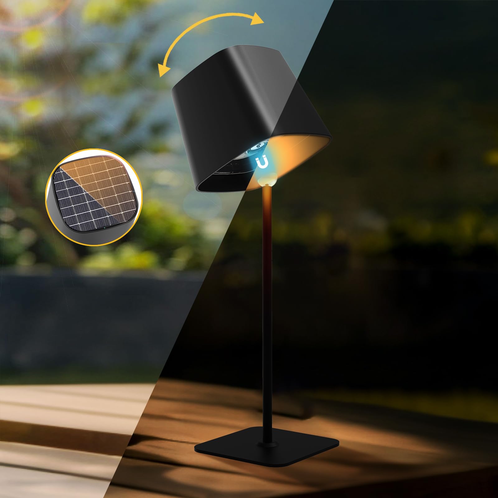 Arttty Magnetic Solar Table Lamp, 3-Color Stepless Dimming, Portable Cordless, Usb Rechargeable, Anti-Slip, Ip55, Detachable Head, Indoor Outdoor Lamp For Patio Garden Bedroom, 3000K/4000K/6000K