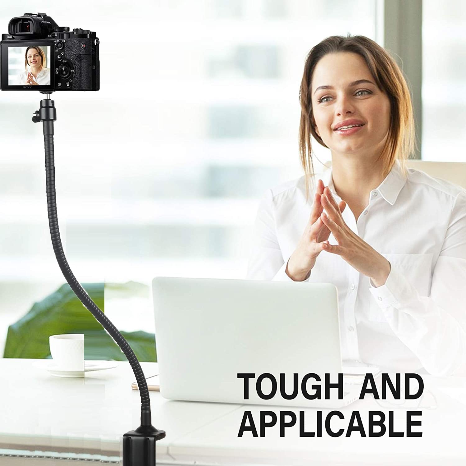 Acetaken 25 Inch Flexible Desktop Jaw Long Arm Clamp Mount Holder Stand Compatible With Logitech Mx Brio 4K, Brio 4K, Brio 500 Webcams