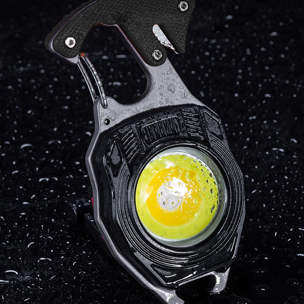 By-J 2-Pack Led Small Flashlight Multitool, Rechargeable Keychain Light, Cob Multi-Function Mini Work Light, 500 Lumens 7 Lighting Modes With Lighter, Seat Belt Cutter, Screwdriver, Whistle, Black