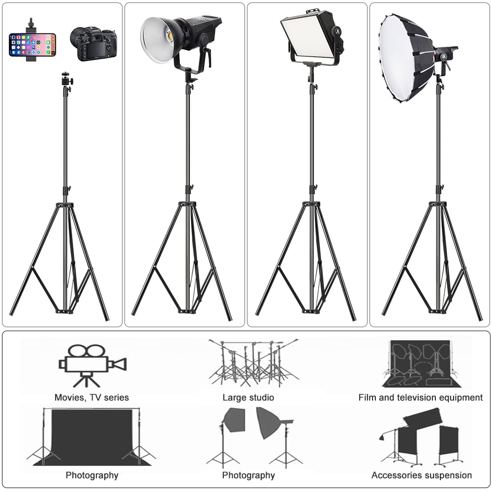 Vonov Photography Light Stand 9.33 Ft/ 2.8M Heavy Duty Aluminum Light Tripod Stand Photography Photo Studio Lighting Stand For Photography Studio, Umbrella, Backdrop, Led Panel, Speedlite Flashes, Reflector