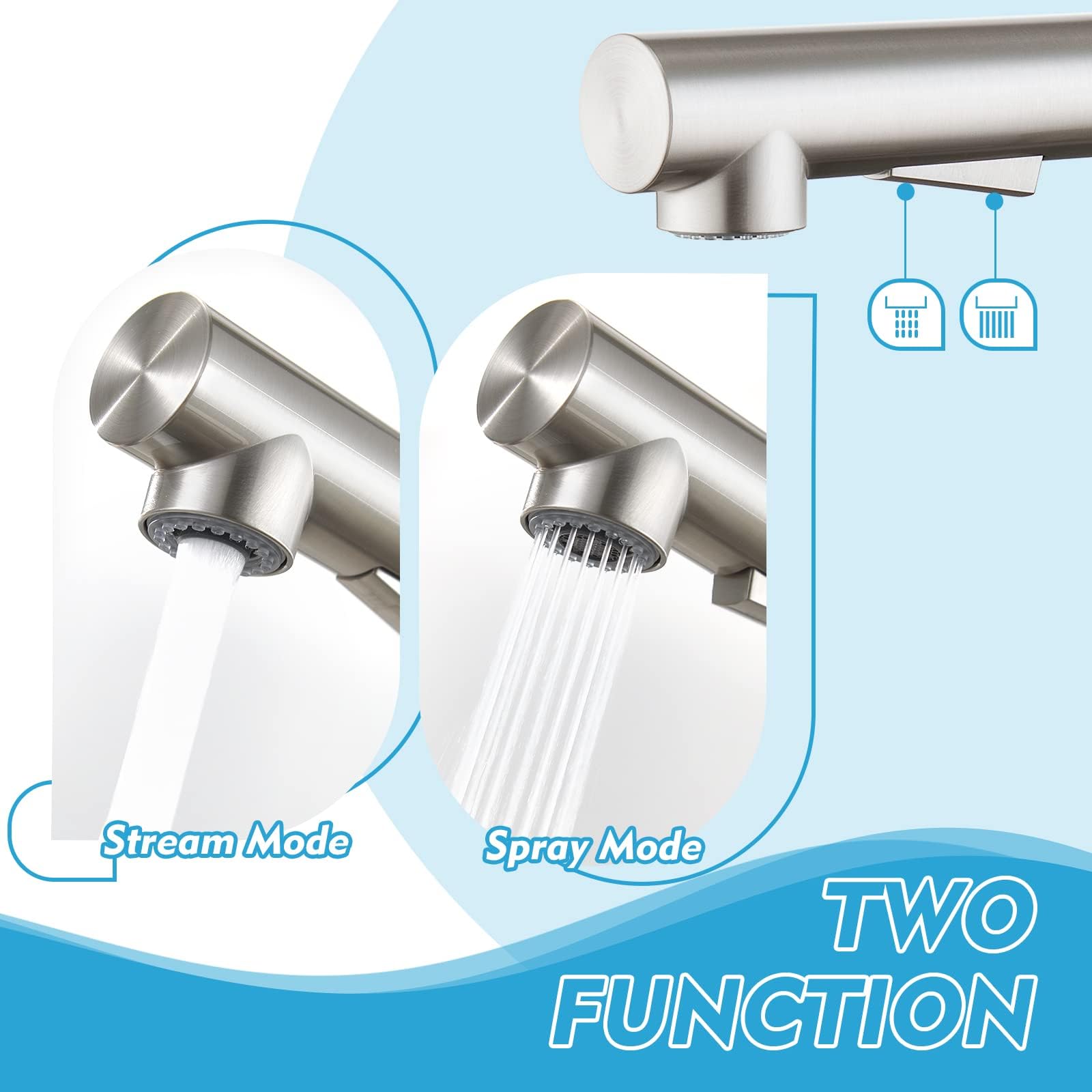 Crea Kitchen Faucets With Pull Down Sprayer, Bar Sink Faucet Brushed Nickel With Magnetic Docking, Commercial Modern Faucet Rv Kitchen Sink Faucet