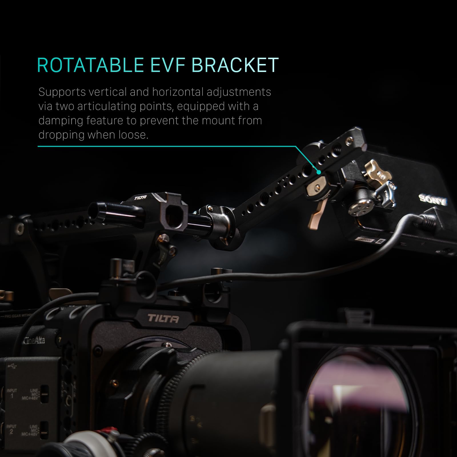 Tilta Rotatable Evf Bracket Compatible With Sony Burano  Compatible With The Original Top Handle  Works With Evf  Adds Minimal Weight  Esr-T18-Reb