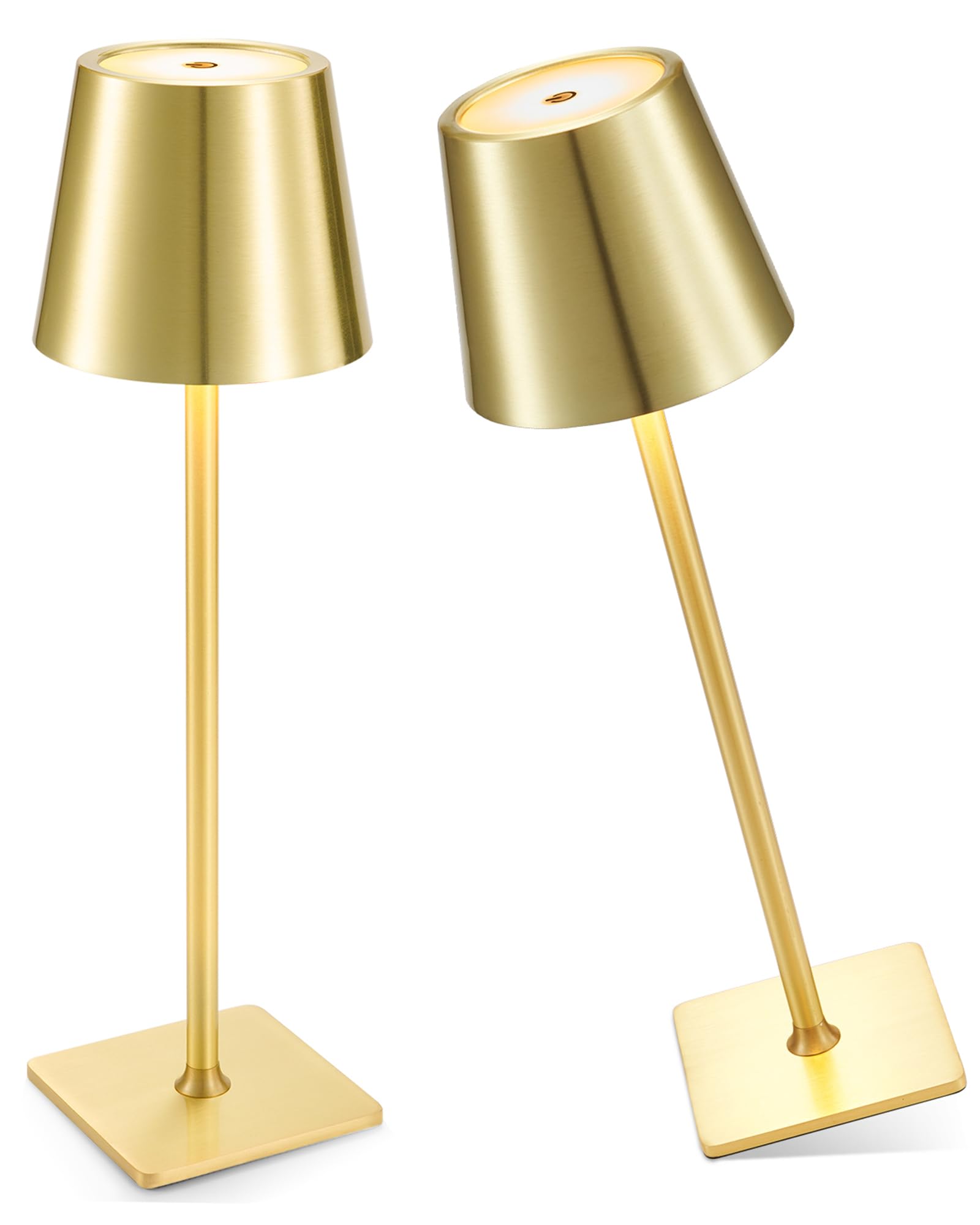 Intelive Cordless Rechargeable Table Lamp Set Of 2, 5000Mah Battery Operated Lamps, Portable 3 Color Dimmable Touch Light Outdoor Table Lights For Restaurant Patio Camping Bedroom End Dining, Gold