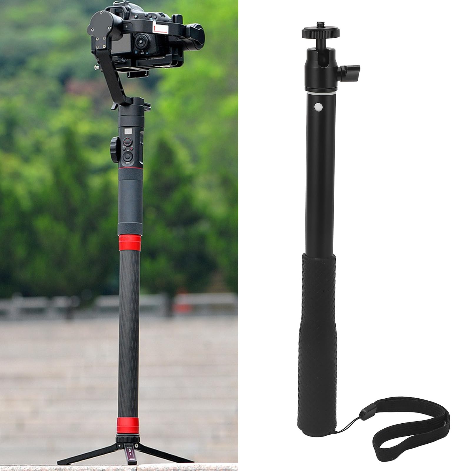 Naroote Stabilizer Extension Rod, Sports Camera Extension Rod, Telescopic Aluminum Alloy Lightweight Tripod Stabilizer Extension Rod Professional 4 Sections Stabilizer Extension Rod