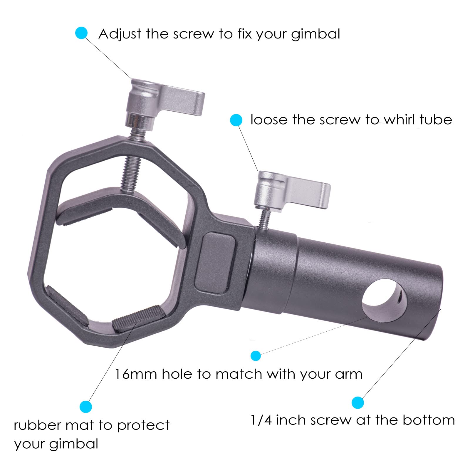 Difesuro Th02 Steadycam Axis Arm Adapter,Gimbal Vest Rotatable Converter For 12Mm 13Mm 16Mm Diameter Tube,Compatible With Dji Rs4 Pro/3/2/ Ronin S/Zhiyun Crane 3S/Float/Thanos Vest Series Etc