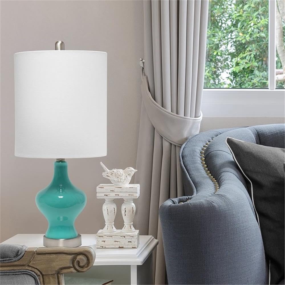 Lalia Home Contemporary Paseo Table Lamp With White Fabric Shade - Teal